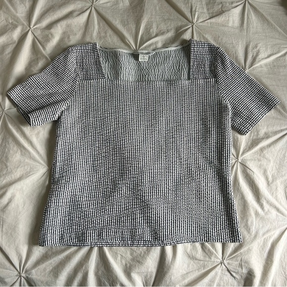 Club Monaco Womens Large Textured Gray Striped Top - Picture 1 of 6